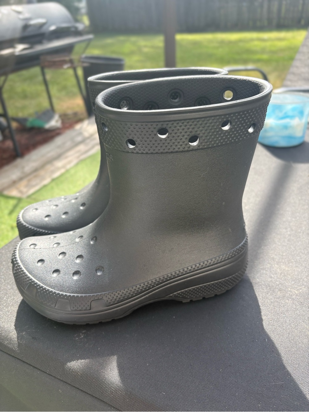 CROCS Kids Black Waterproof Rain Boots with Vent Holes
